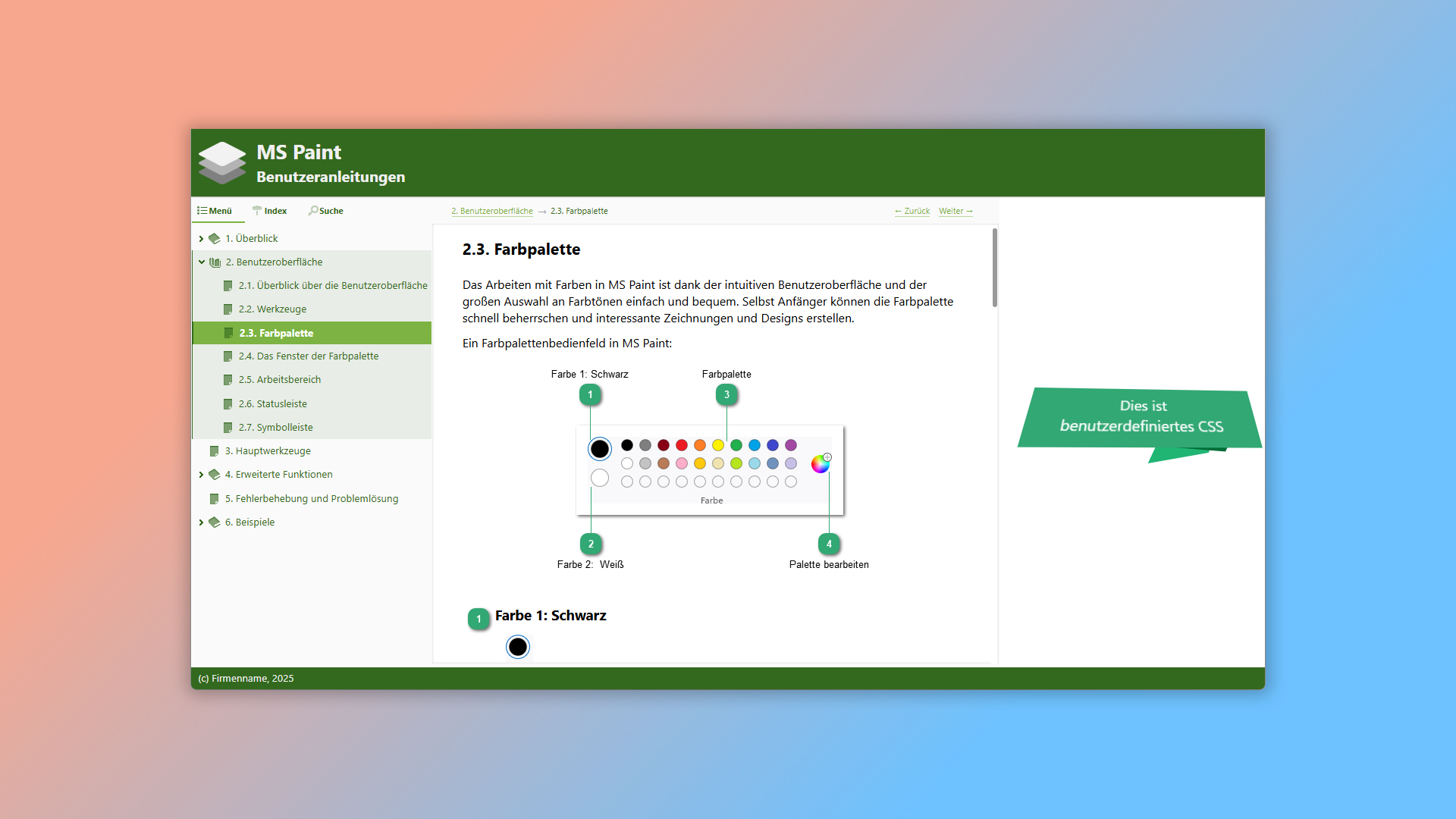 Passen Sie den visuellen Stil Ihres Online-Handbuchs an Passen Sie den visuellen Stil Ihres Online-Handbuchs an
