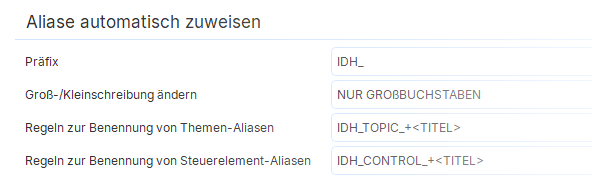 Automatische Zuweisung von Help-IDs Automatische Zuweisung von Help-IDs