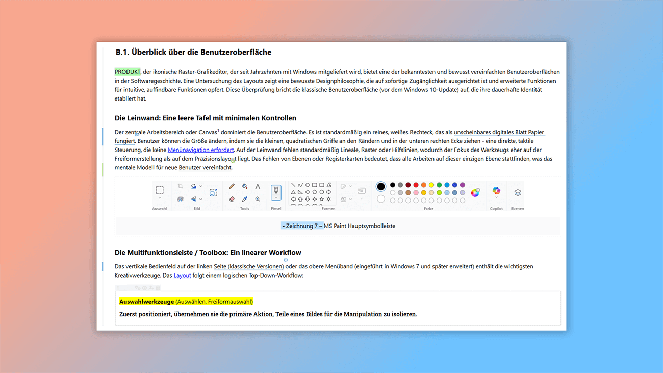 Arbeiten mit Bildern, speziellen Objekten, Links und Schriftarten im Benutzerhandbuch