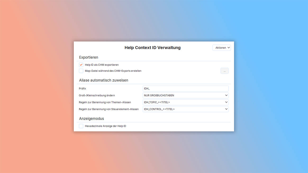 Zuweisung einer Help-ID in der Benutzerdokumentation