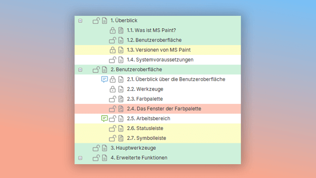 Abschnitte in der Benutzerdokumentation sperren
