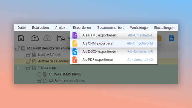 Map-Datei für die Benutzerdokumentation erstellen
