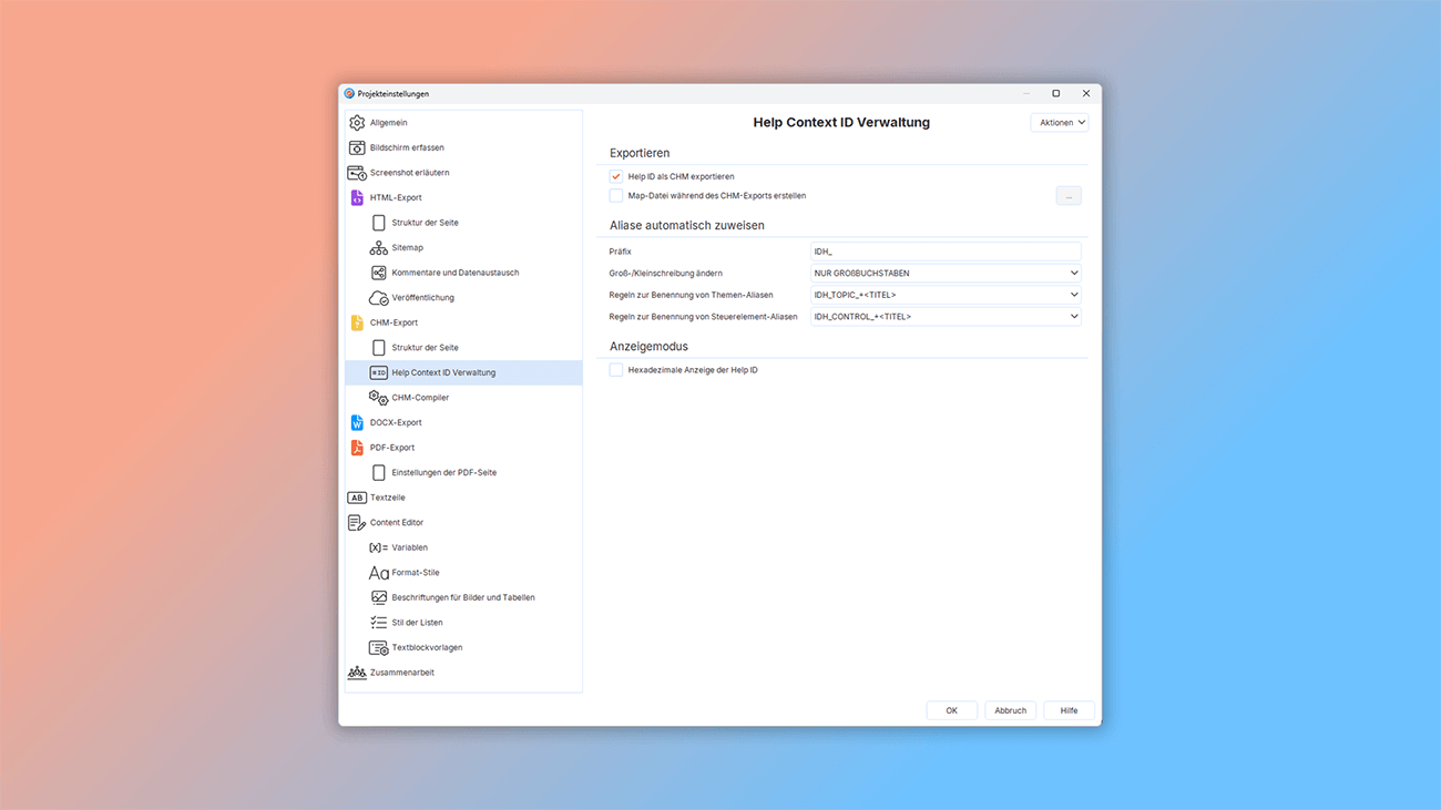 IDs in der Hilfedokumentation