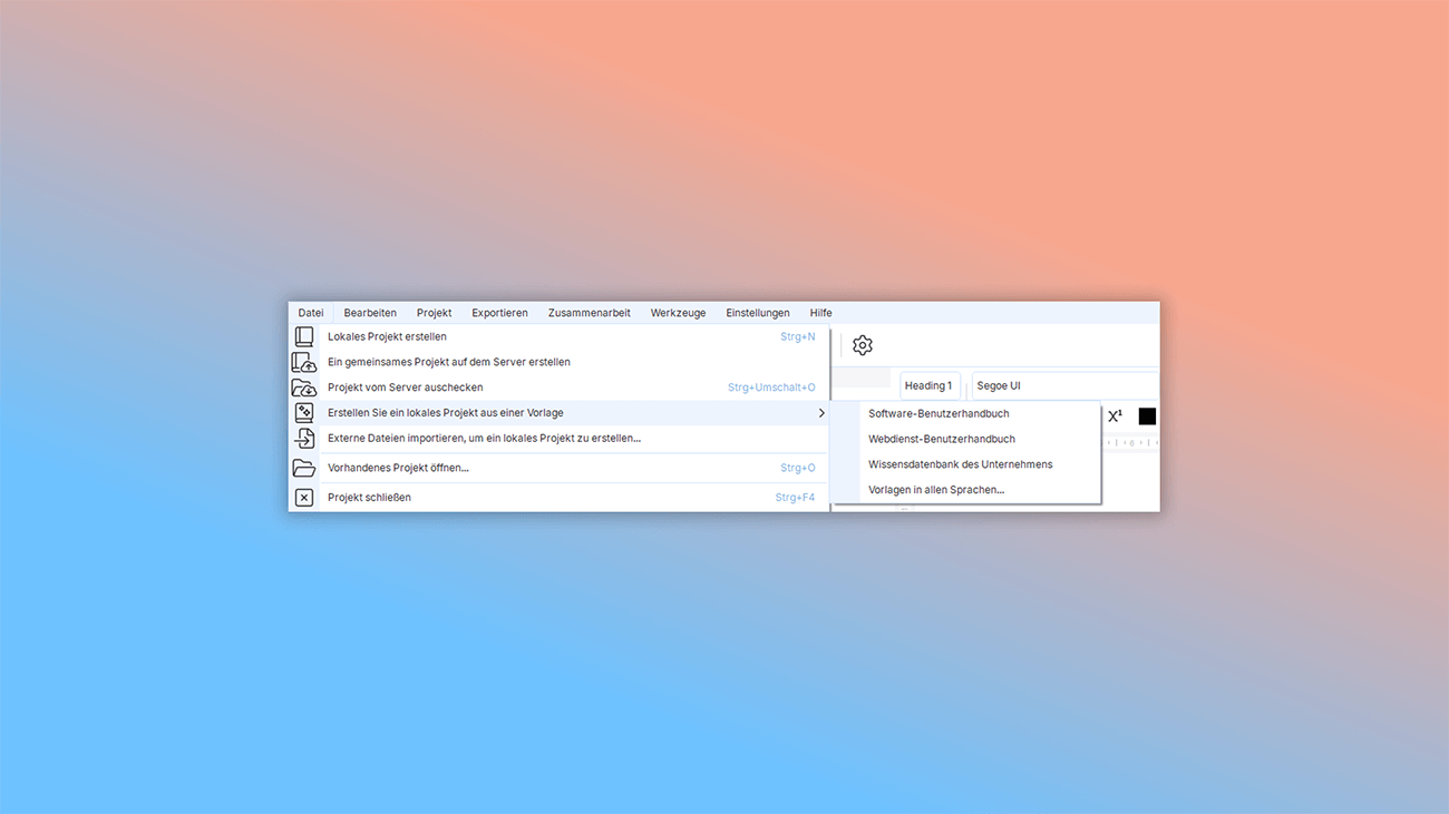 HTML-Vorlagen für Benutzerdokumentation