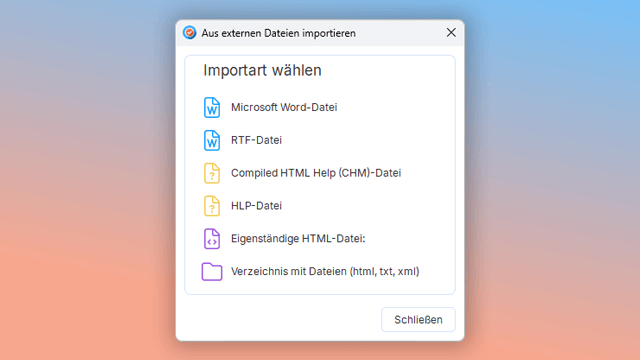 Dokumentation importieren