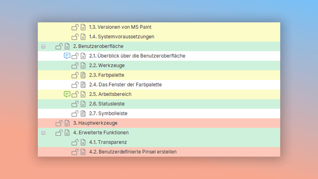 Vorlage für die Struktur eines Benutzerhandbuchs
