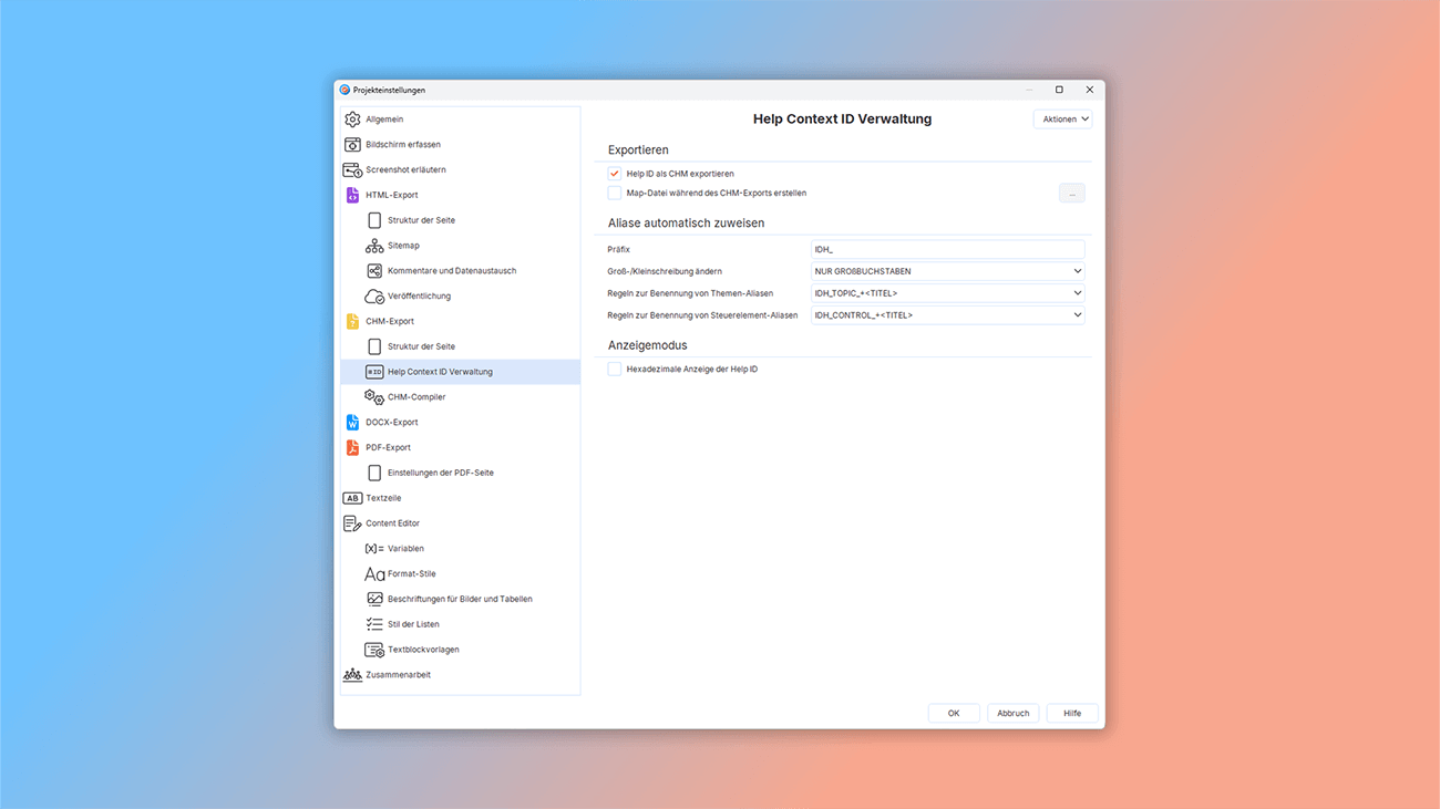 Help Context ID in der Benutzerdokumentation zuweisen