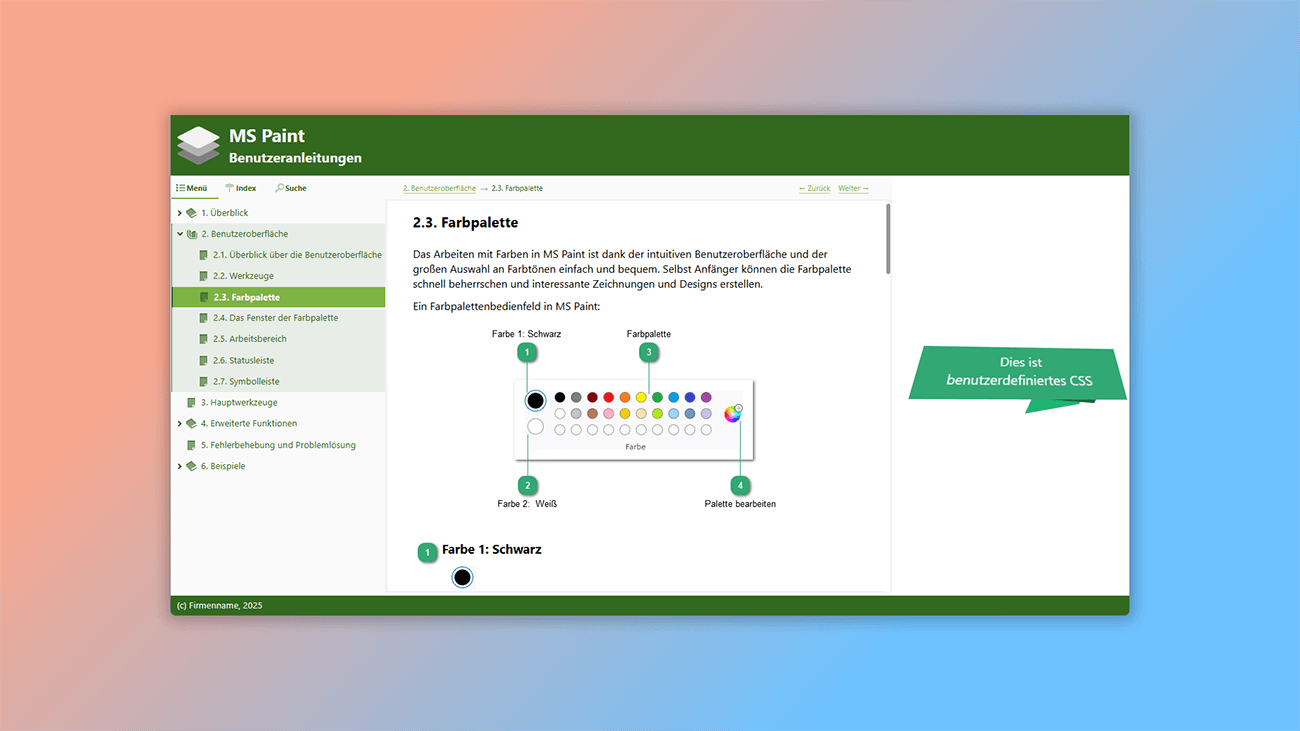 Anpassung des visuellen Stils von Online-Handbüchern und Hilfedateien