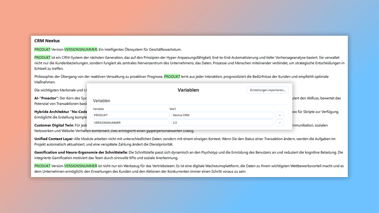 Benutzerhandbuch mit Makrovariablen erstellen