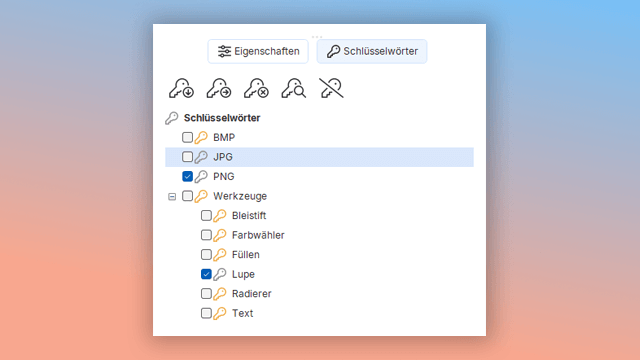 Schlüsselwörter in der Benutzerdokumentation indizieren